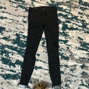 Black ripped american eagle jeans, worn once